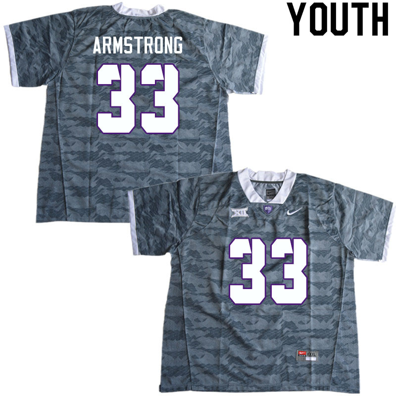 Youth #33 Thomas Armstrong TCU Horned Frogs College Football Jerseys Sale-Gray - Click Image to Close